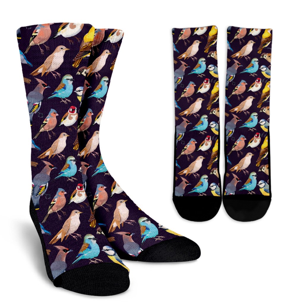 Bird Cute Print Pattern Crew Socks