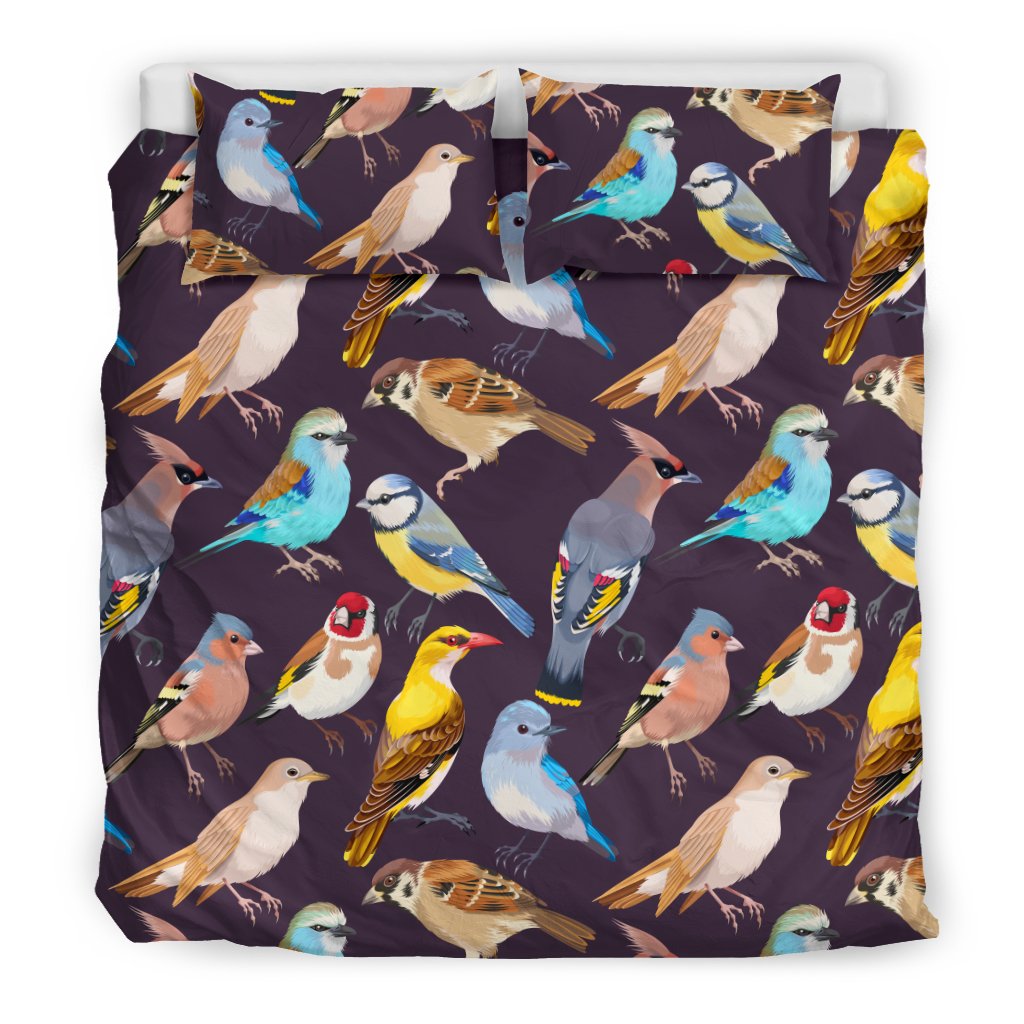 Bird Cute Print Pattern Duvet Cover Bedding Set