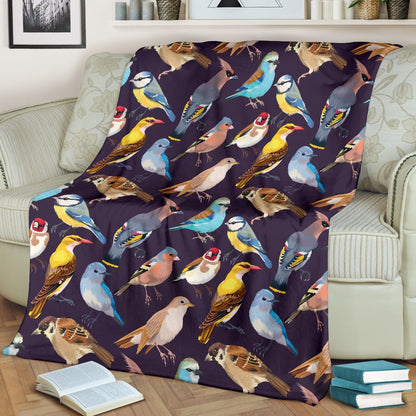 Bird Cute Print Pattern Fleece Blanket