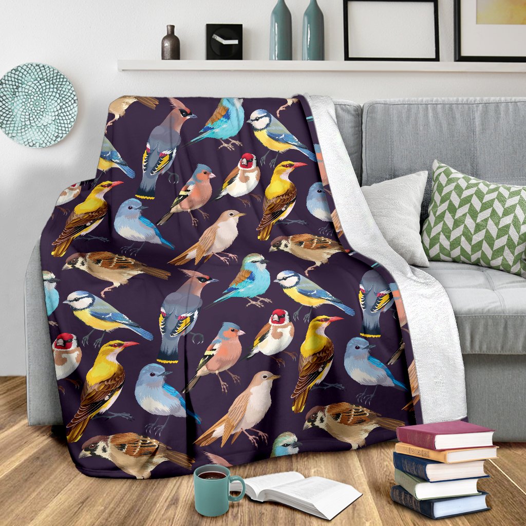 Bird Cute Print Pattern Fleece Blanket