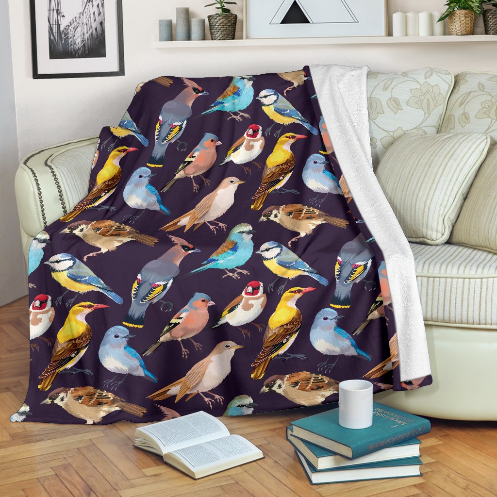 Bird Cute Print Pattern Fleece Blanket