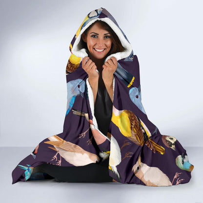 Bird Cute Print Pattern Hooded Blanket-JTAMIGO.COM