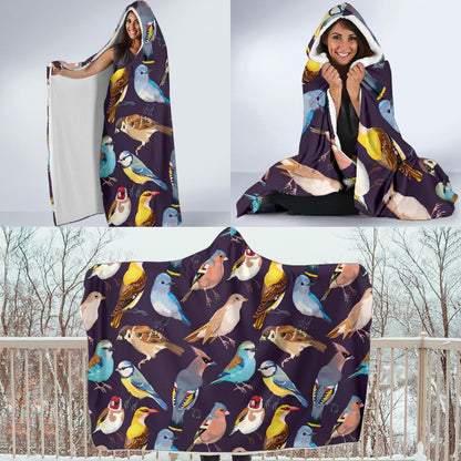 Bird Cute Print Pattern Hooded Blanket-JTAMIGO.COM