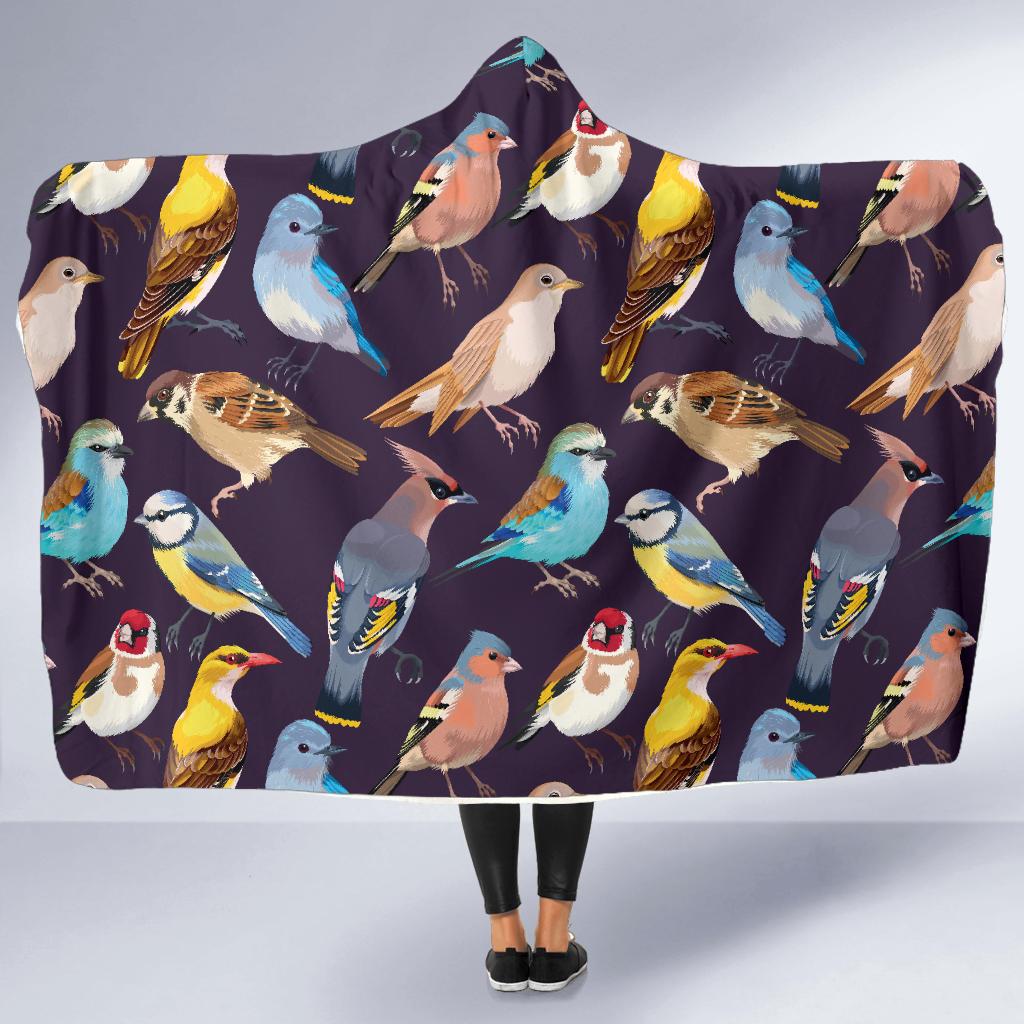 Bird Cute Print Pattern Hooded Blanket-JTAMIGO.COM