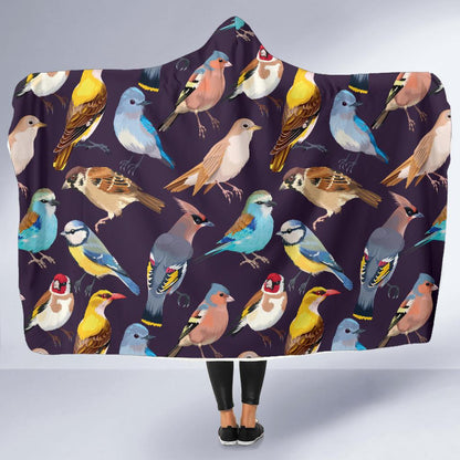 Bird Cute Print Pattern Hooded Blanket-JTAMIGO.COM