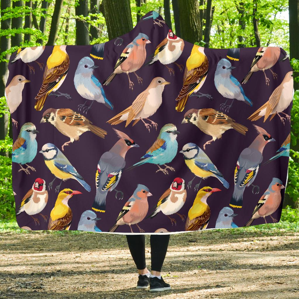 Bird Cute Print Pattern Hooded Blanket-JTAMIGO.COM