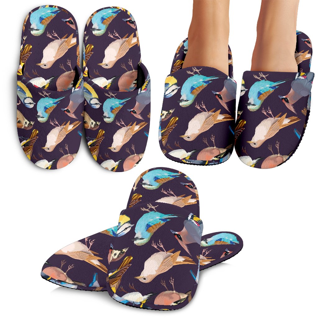 Bird Cute Print Pattern House Slippers