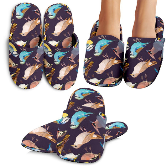Bird Cute Print Pattern House Slippers