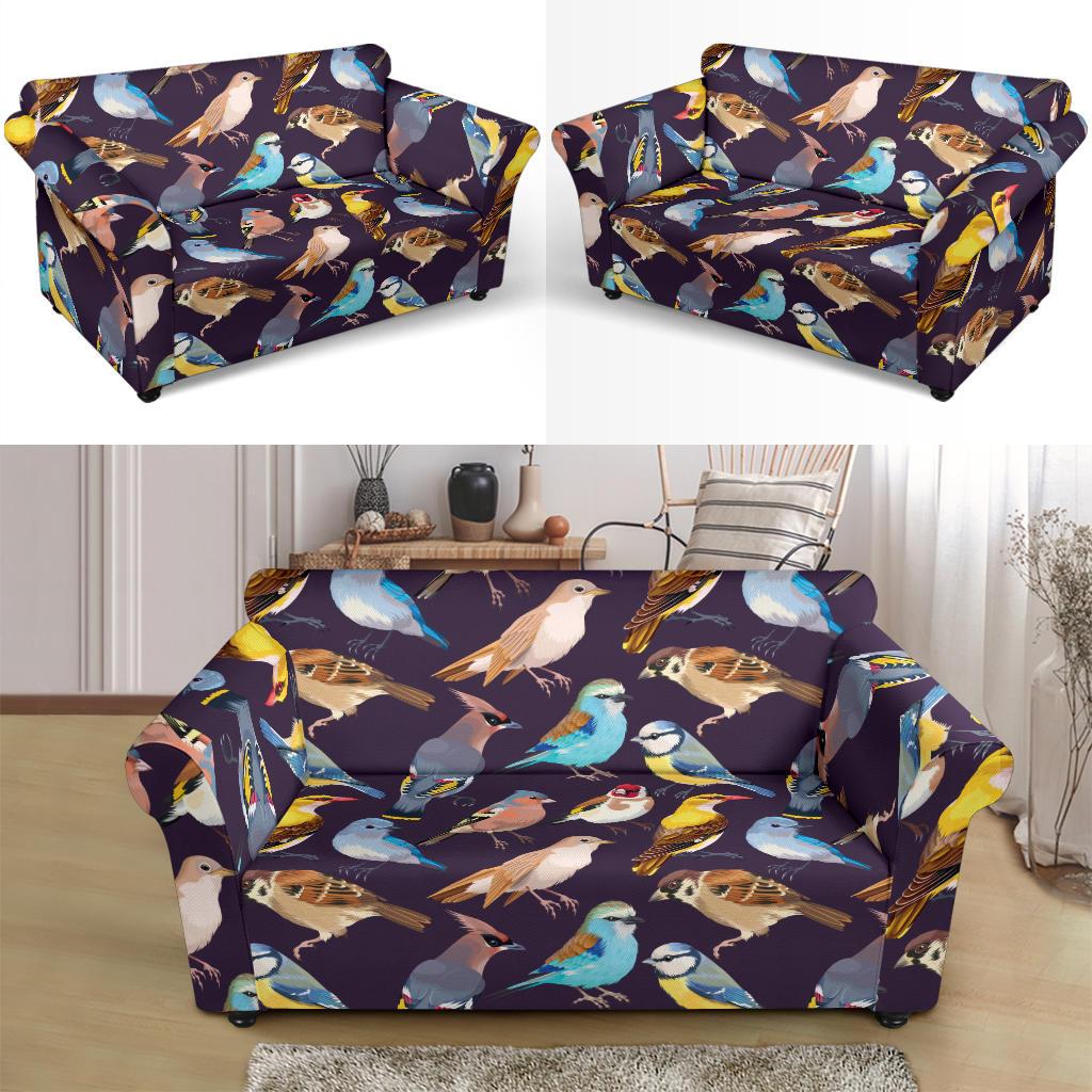 Bird Cute Print Pattern Loveseat Slipcover-JTAMIGO.COM