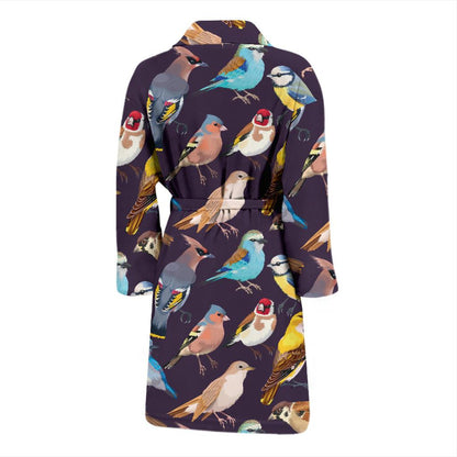 Bird Cute Print Pattern Men Bath Robe-JTAMIGO.COM