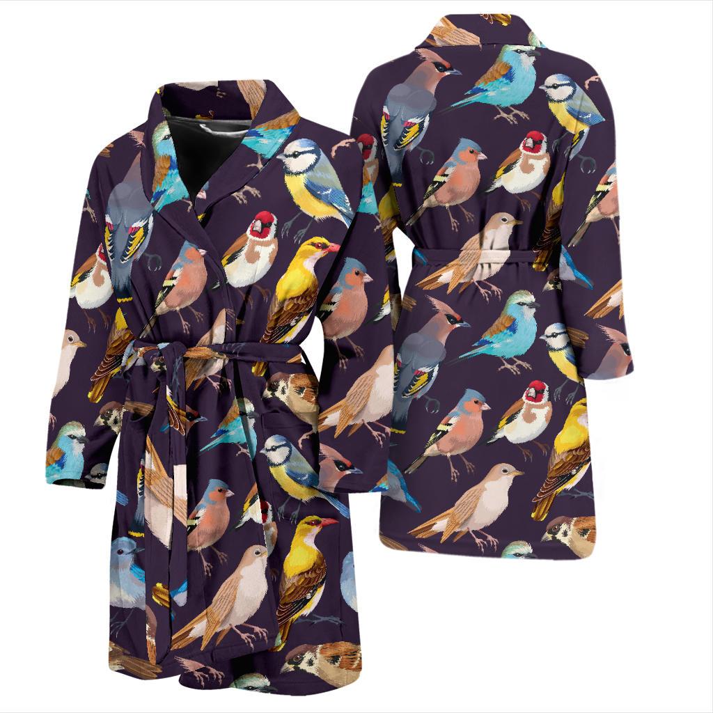 Bird Cute Print Pattern Men Bath Robe-JTAMIGO.COM