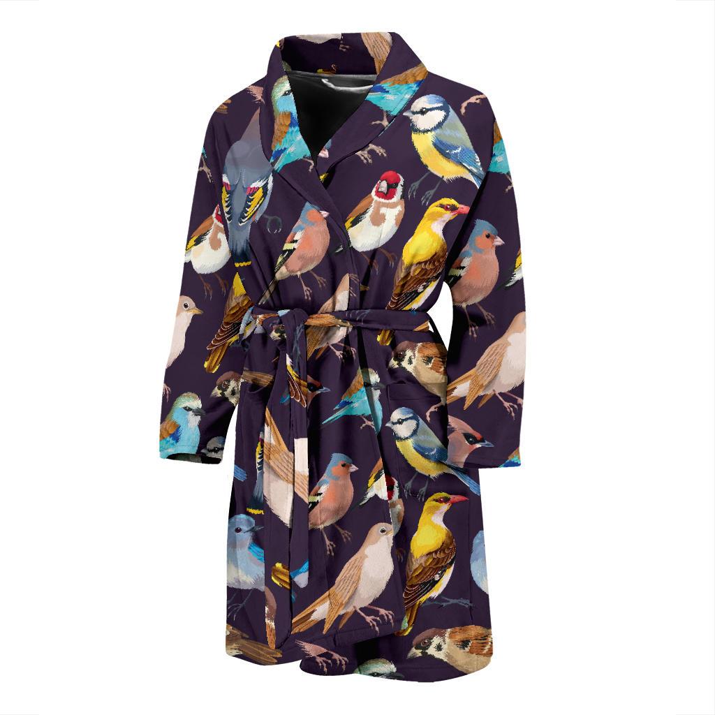 Bird Cute Print Pattern Men Bath Robe-JTAMIGO.COM