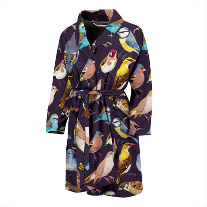 Bird Cute Print Pattern Men Bath Robe-JTAMIGO.COM