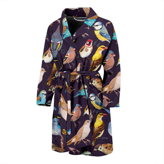 Bird Cute Print Pattern Men Bath Robe-JTAMIGO.COM