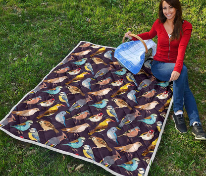 Bird Cute Print Pattern Premium Quilt-JTAMIGO.COM