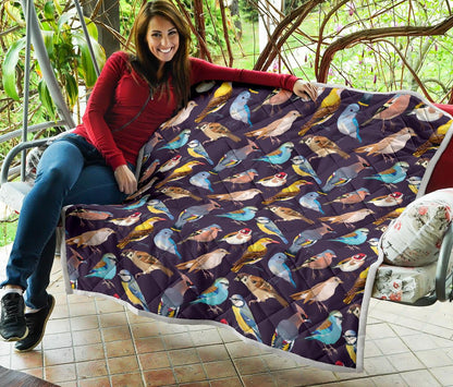 Bird Cute Print Pattern Premium Quilt-JTAMIGO.COM