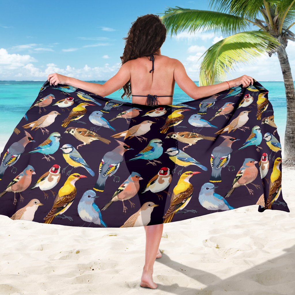 Bird Cute Print Pattern Sarong Pareo Wrap
