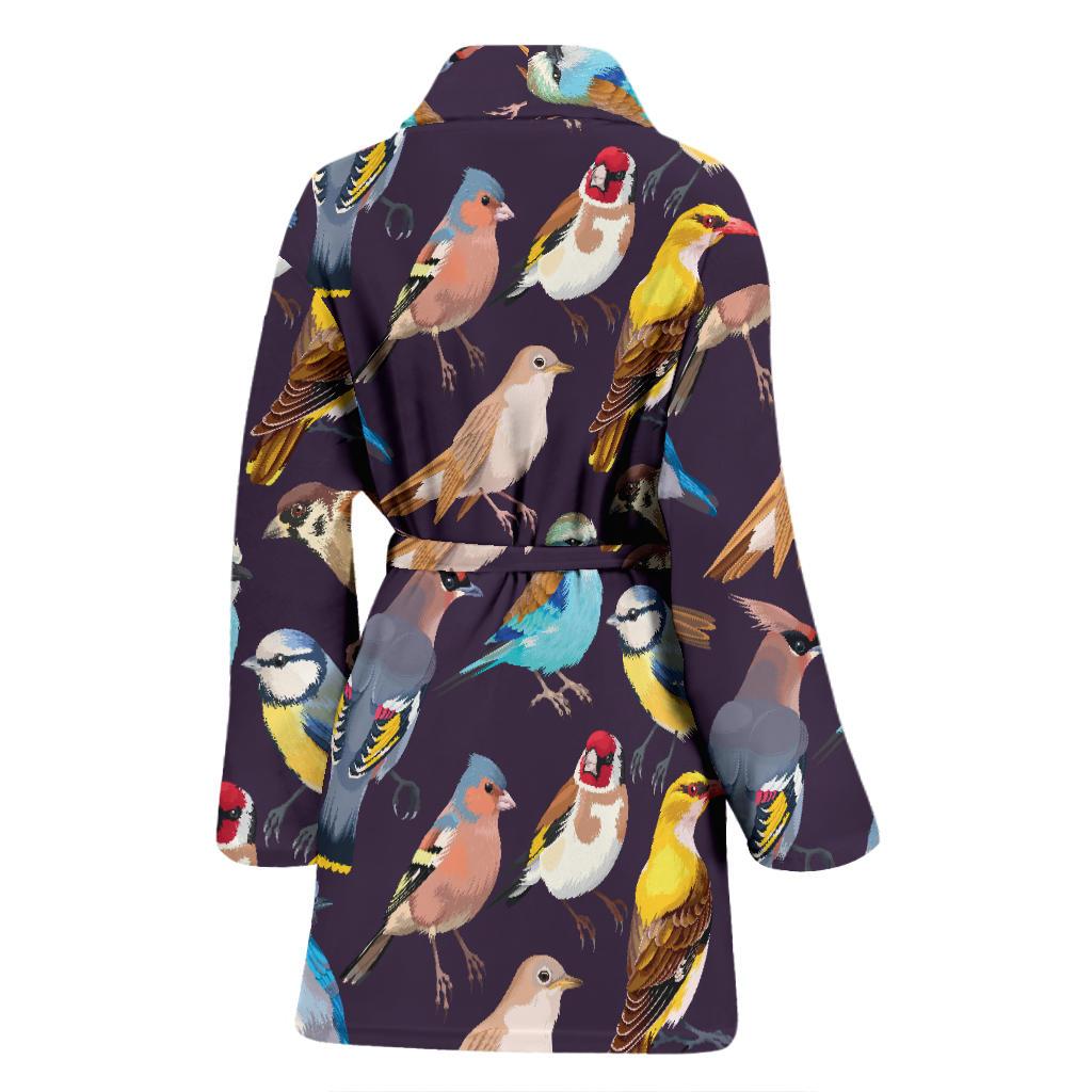 Bird Cute Print Pattern Women Bath Robe-JTAMIGO.COM