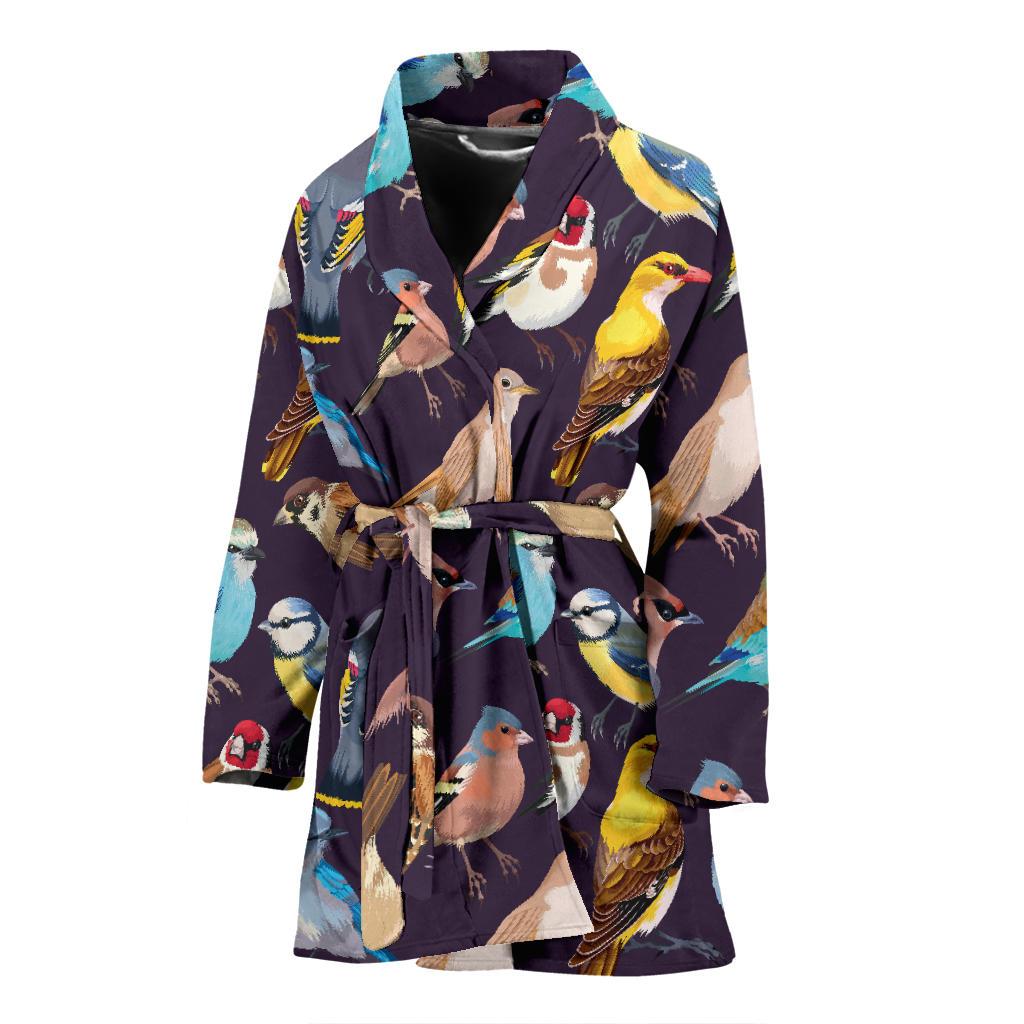 Bird Cute Print Pattern Women Bath Robe-JTAMIGO.COM