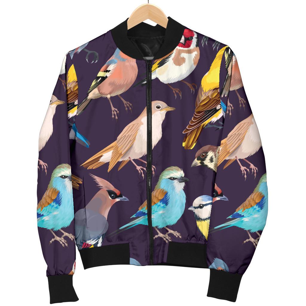 Bird Cute Print Pattern Women Casual Bomber Jacket