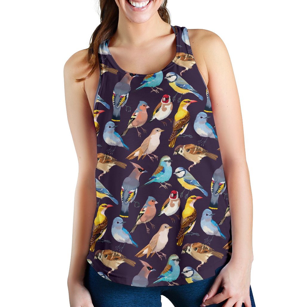 Bird Cute Print Pattern Women Racerback Tank Top