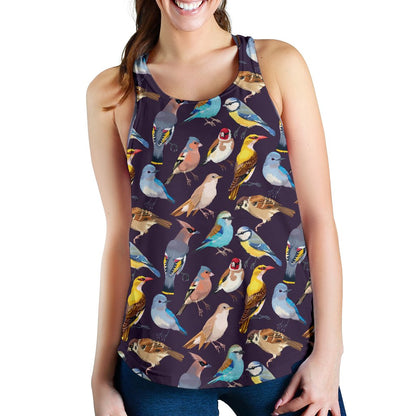 Bird Cute Print Pattern Women Racerback Tank Top
