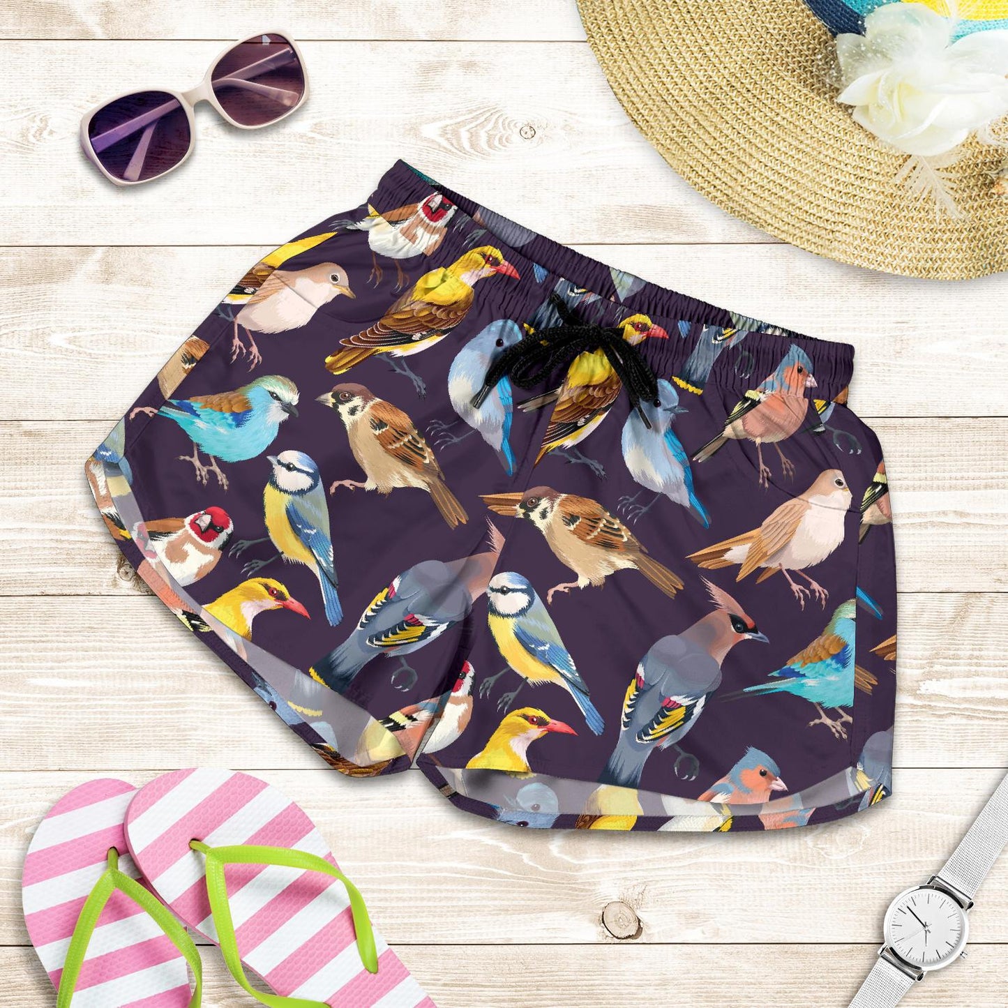 Bird Cute Print Pattern Women Shorts-JTAMIGO.COM