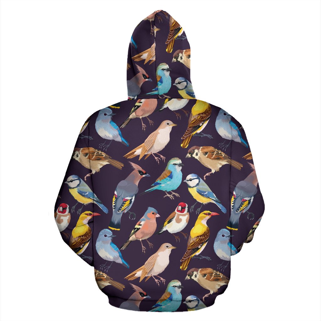Bird Cute Print Pattern Zip Up Hoodie