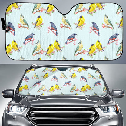 Bird Sweet Themed Print Pattern Car Sun Shade For Windshield