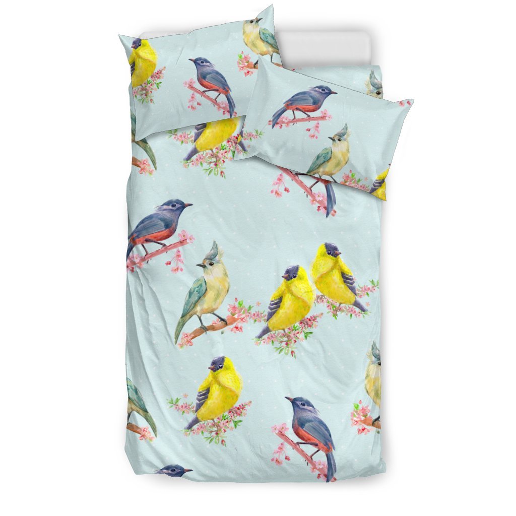 Bird Sweet Themed Print Pattern Duvet Cover Bedding Set