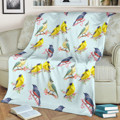 Bird Sweet Themed Print Pattern Fleece Blanket