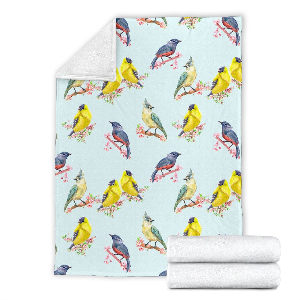 Bird Sweet Themed Print Pattern Fleece Blanket