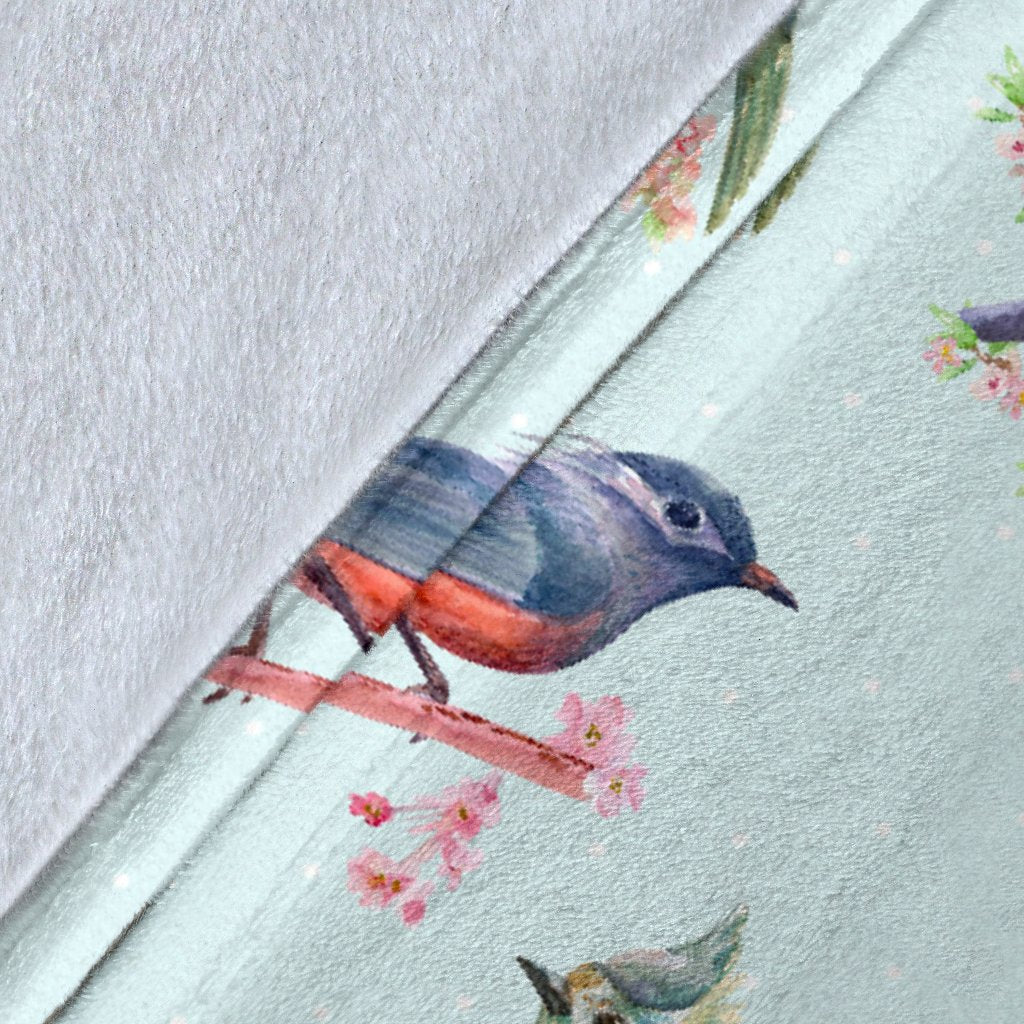 Bird Sweet Themed Print Pattern Fleece Blanket