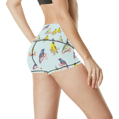 Bird Sweet Themed Print Pattern High Waisted Spandex Shorts-JTAMIGO.COM