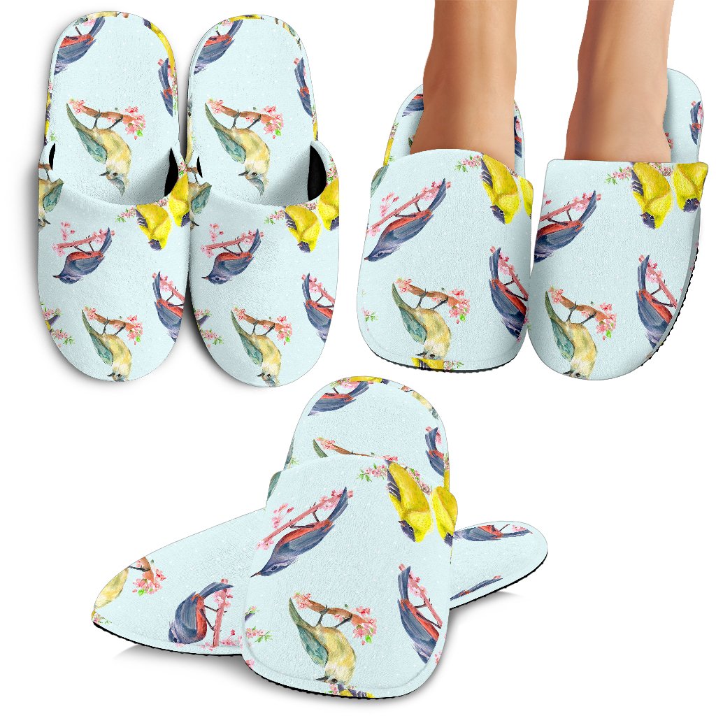 Bird Sweet Themed Print Pattern House Slippers