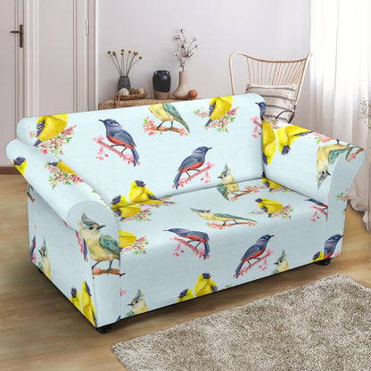 Bird Sweet Themed Print Pattern Loveseat Slipcover-JTAMIGO.COM