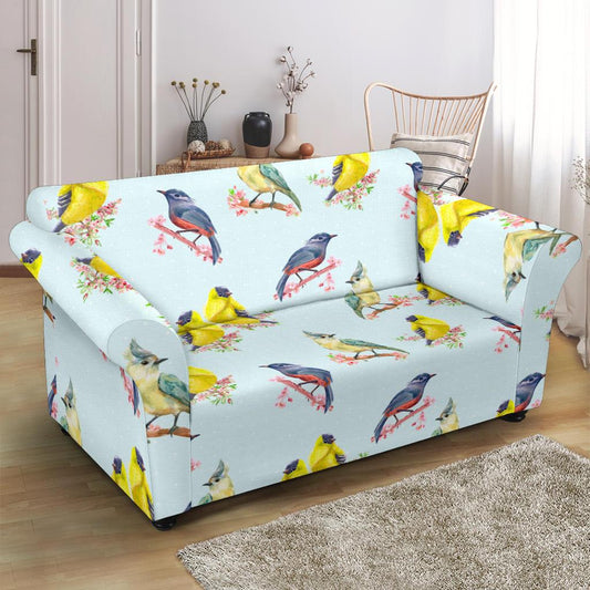 Bird Sweet Themed Print Pattern Loveseat Slipcover-JTAMIGO.COM