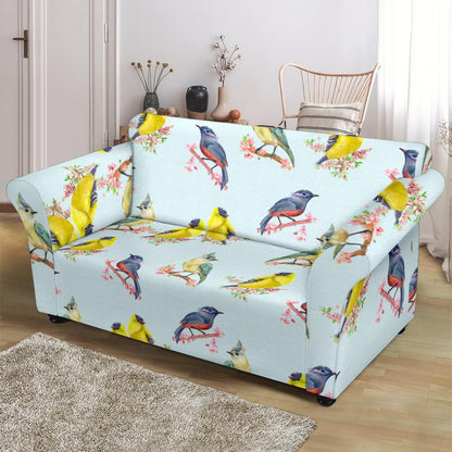 Bird Sweet Themed Print Pattern Loveseat Slipcover-JTAMIGO.COM