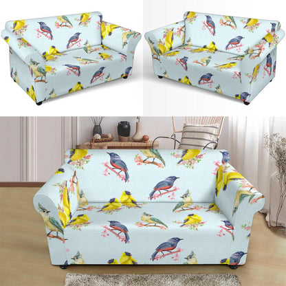 Bird Sweet Themed Print Pattern Loveseat Slipcover-JTAMIGO.COM