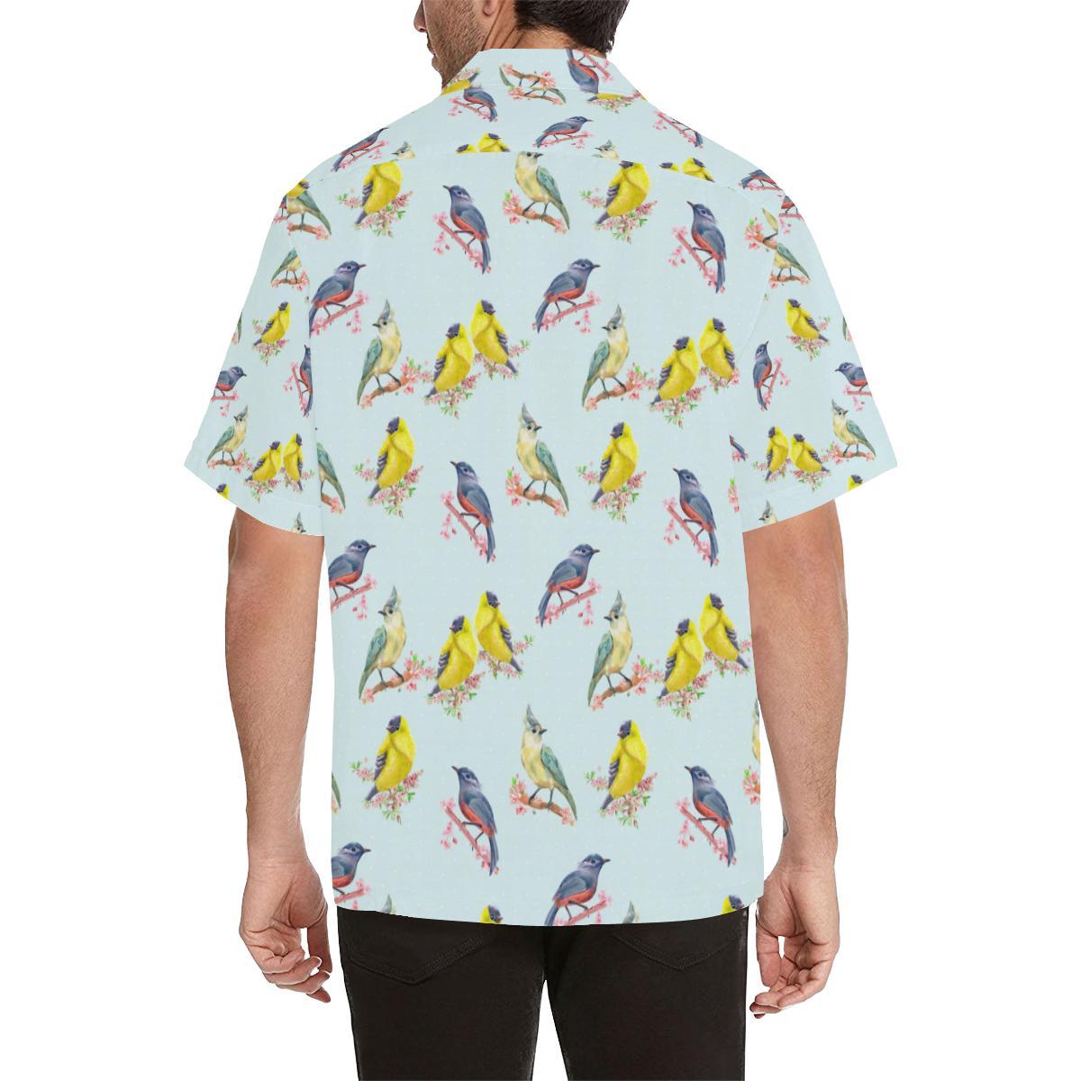 Bird Sweet Themed Print Pattern Men Aloha Hawaiian Shirt