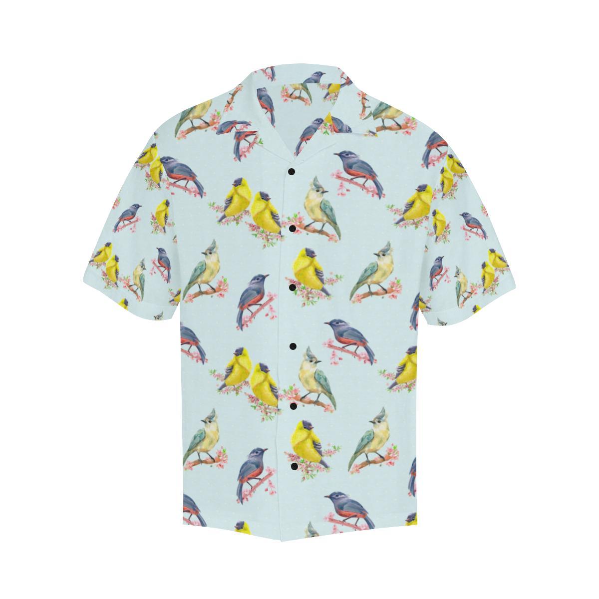 Bird Sweet Themed Print Pattern Men Aloha Hawaiian Shirt