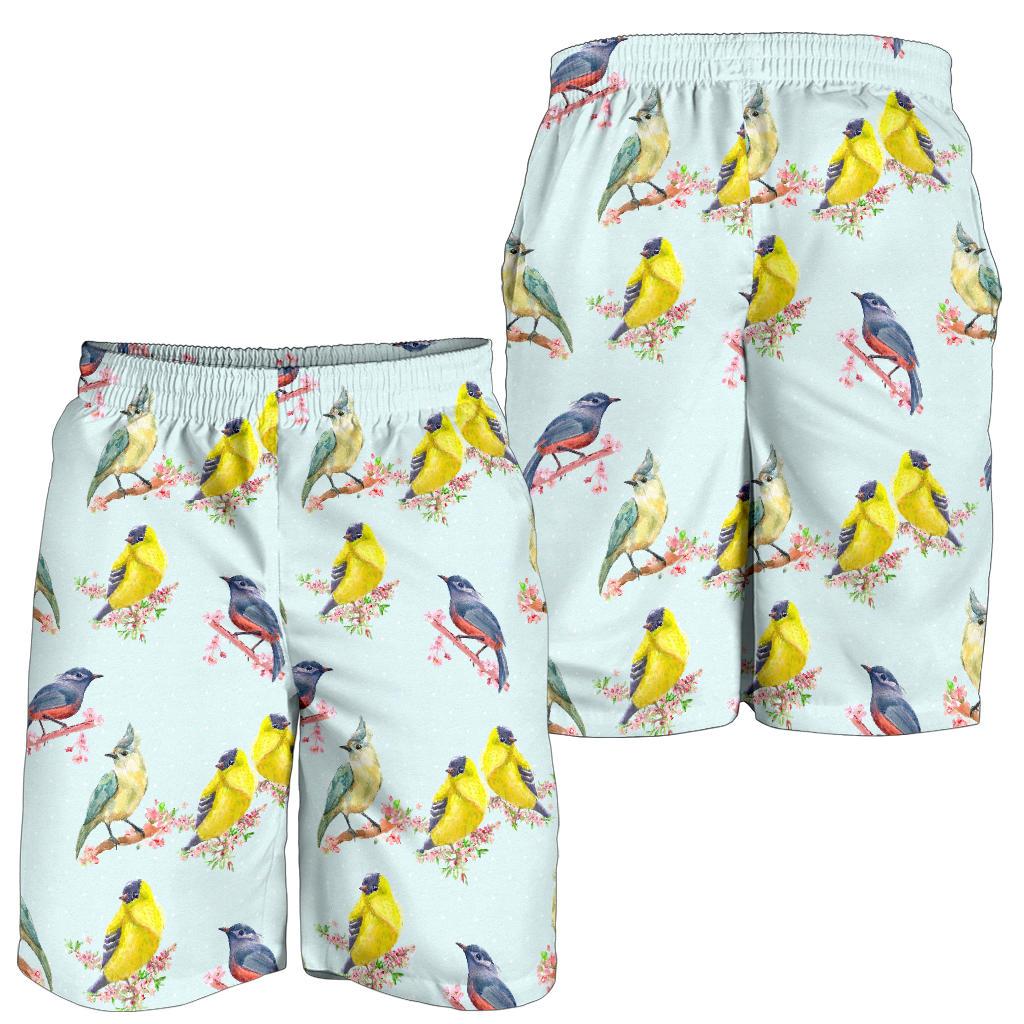 Bird Sweet Themed Print Pattern Mens Shorts-JTAMIGO.COM
