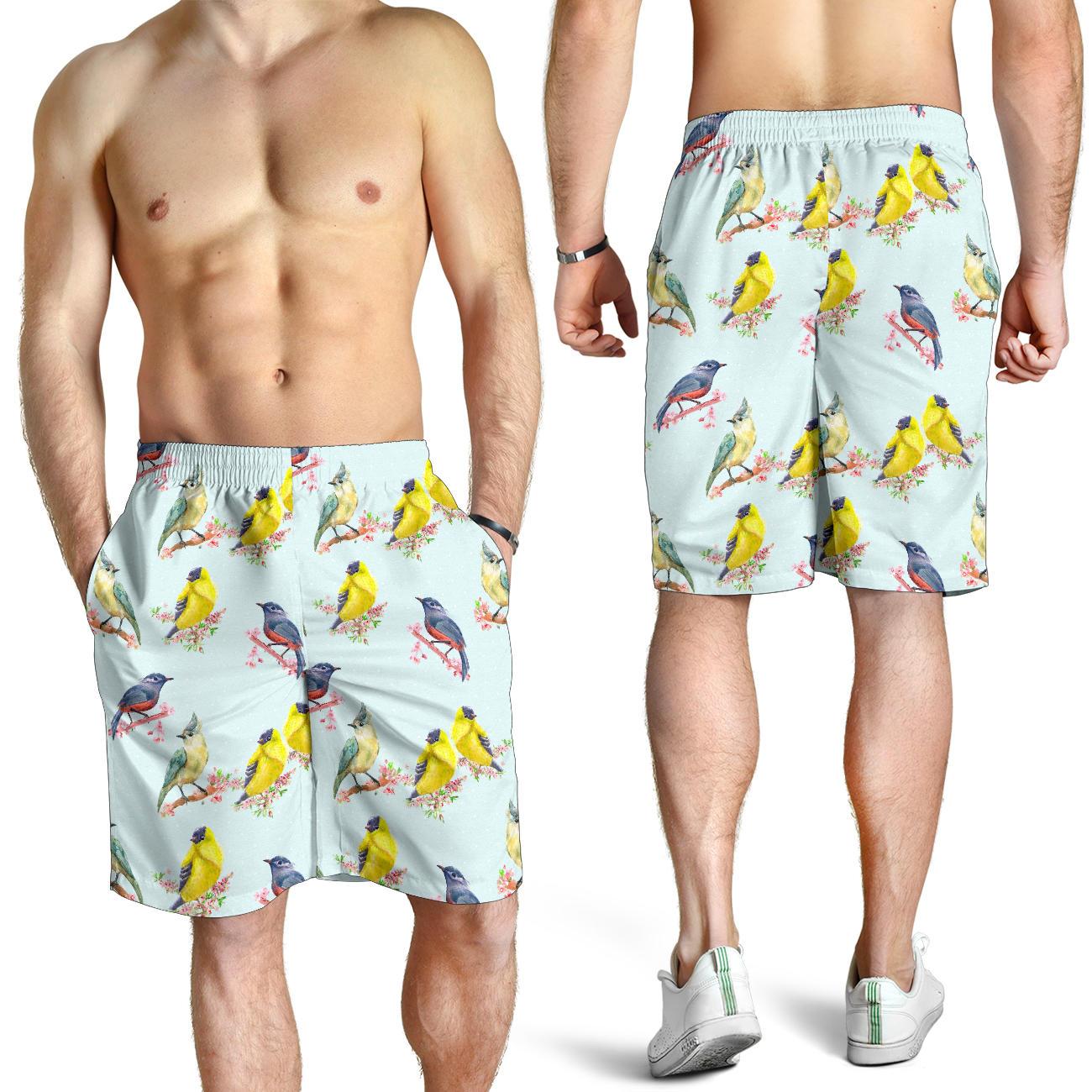 Bird Sweet Themed Print Pattern Mens Shorts-JTAMIGO.COM