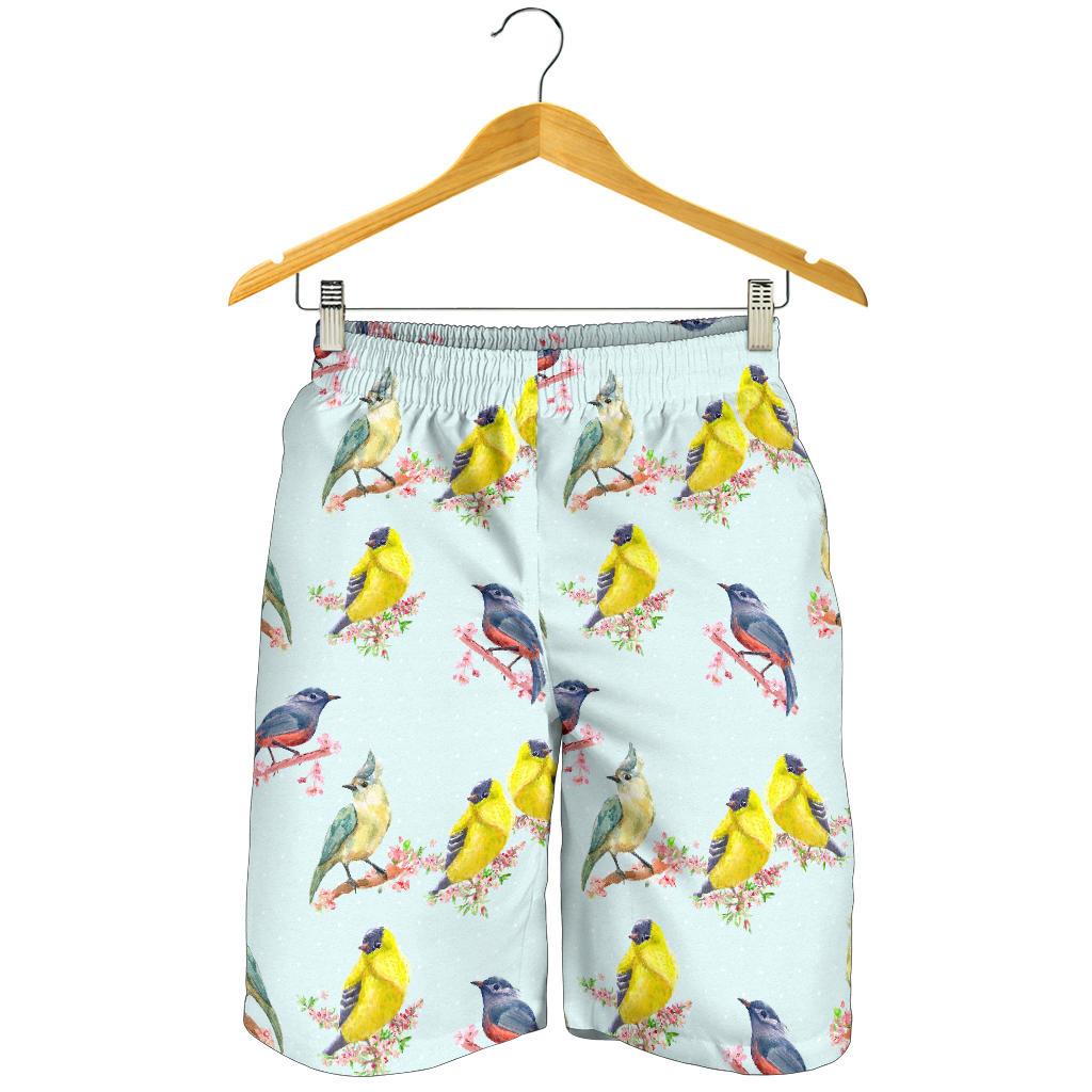Bird Sweet Themed Print Pattern Mens Shorts-JTAMIGO.COM