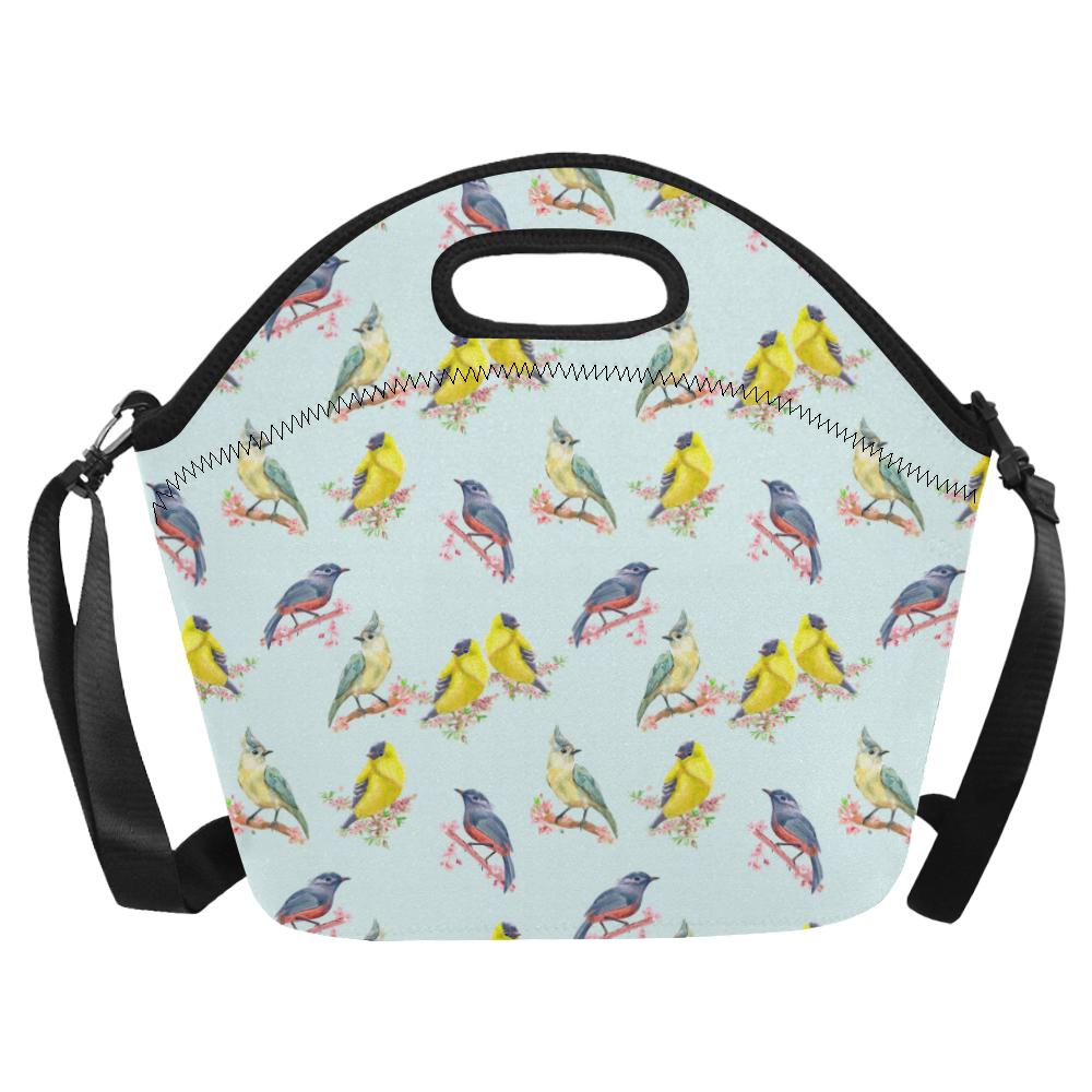 Bird Sweet Themed Print Pattern Neoprene Lunch Bag (Model 1669)(Large)-JTAMIGO.COM