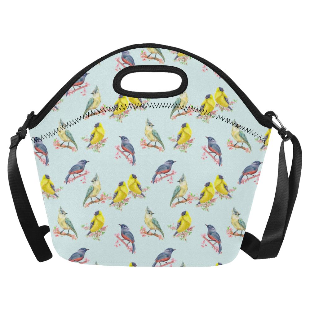 Bird Sweet Themed Print Pattern Neoprene Lunch Bag (Model 1669)(Large)-JTAMIGO.COM