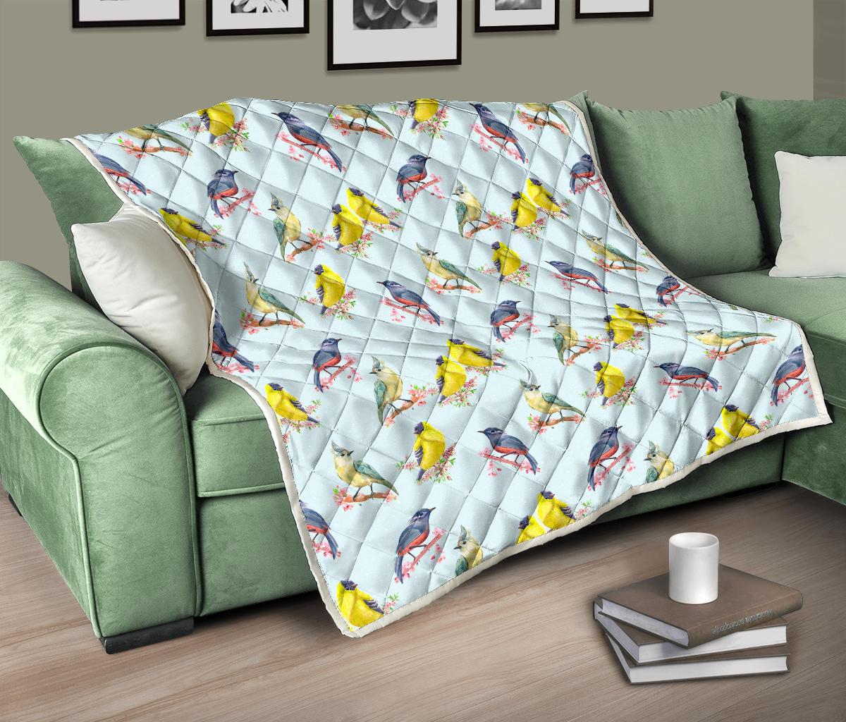 Bird Sweet Themed Print Pattern Premium Quilt-JTAMIGO.COM