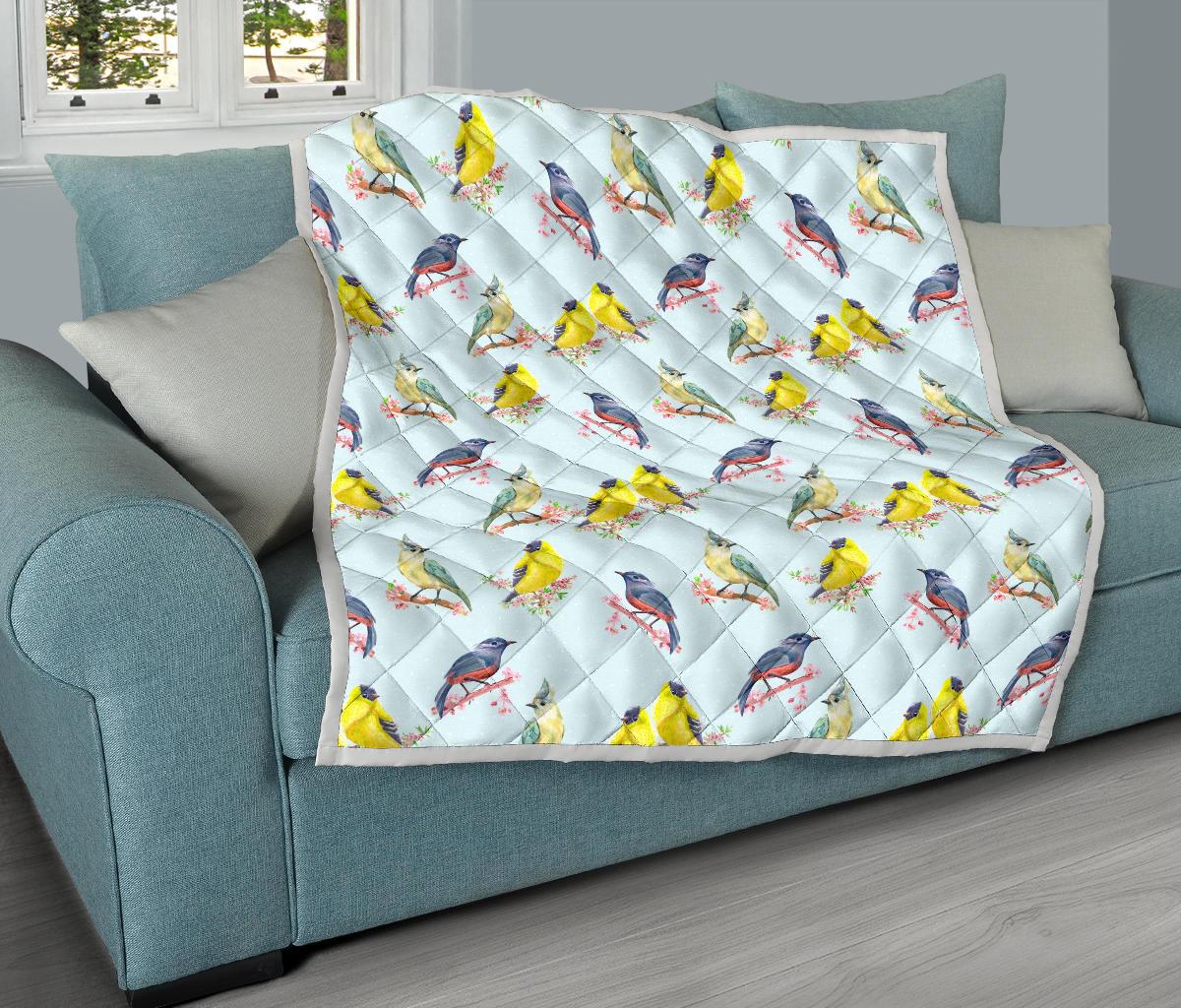Bird Sweet Themed Print Pattern Premium Quilt-JTAMIGO.COM