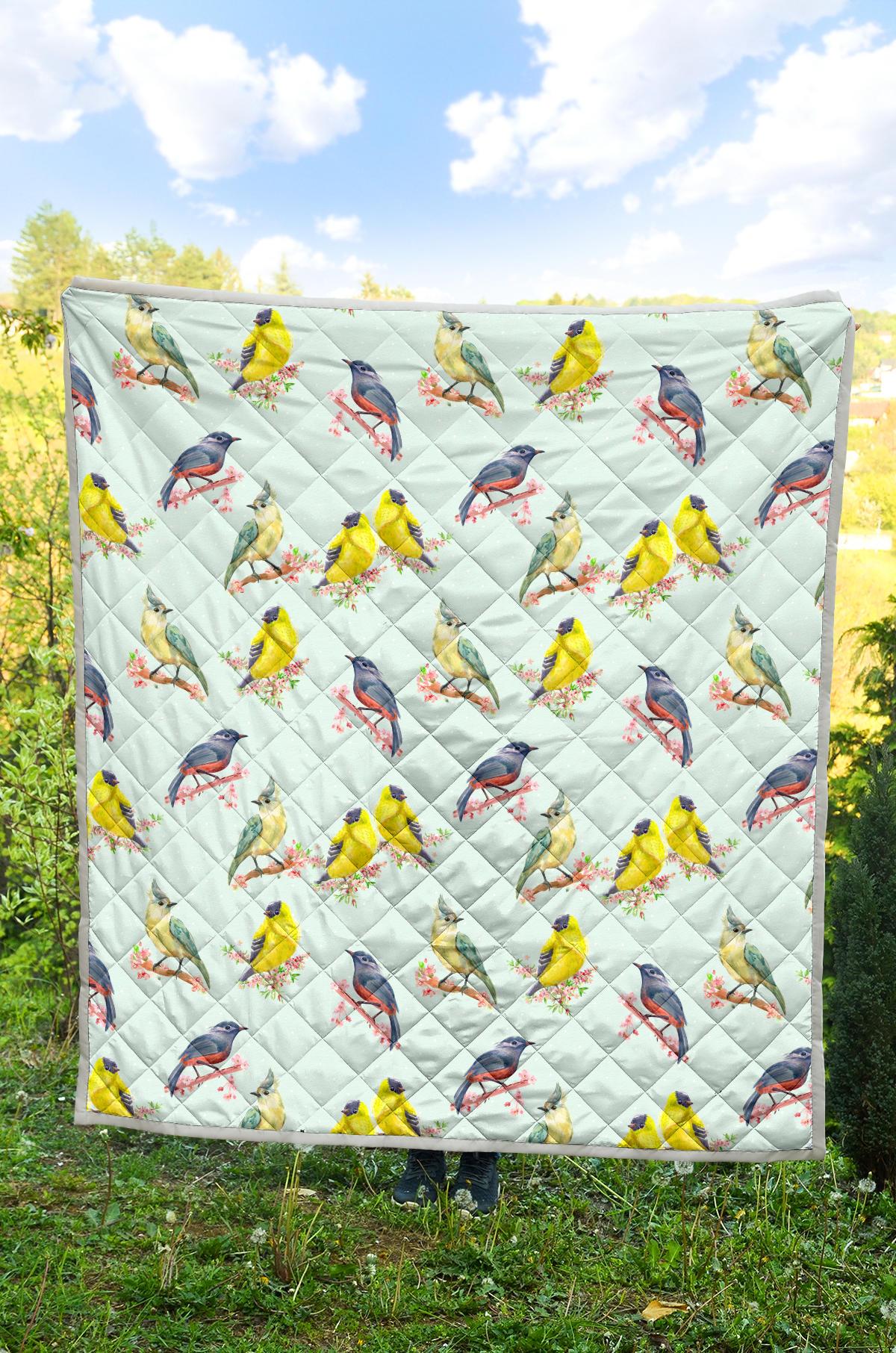 Bird Sweet Themed Print Pattern Premium Quilt-JTAMIGO.COM