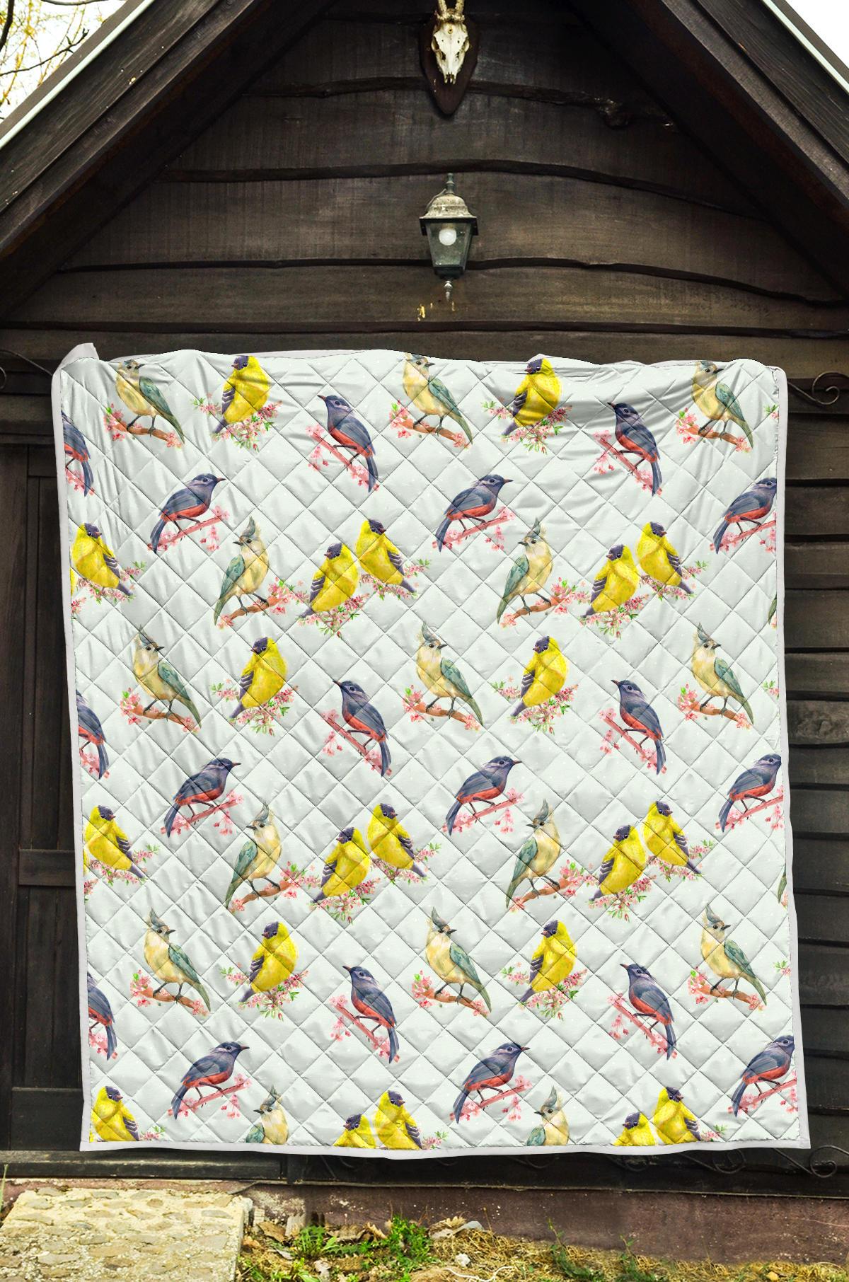 Bird Sweet Themed Print Pattern Premium Quilt-JTAMIGO.COM